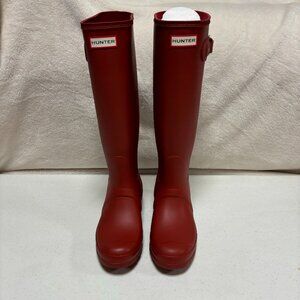 NEW Hunter Military Red Matte Rain Boots Original Tall Womens Size 8